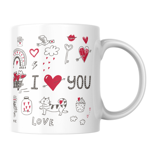Personalisierte Keramik-Tasse "Collage Liebe"